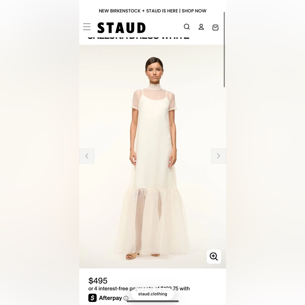 STAUD Ivory Sheer-Panel Calluna Dress